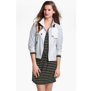 Caslon Women's XL Three Quarter Sleeve White Windbreaker Full Zip 100% Nylon